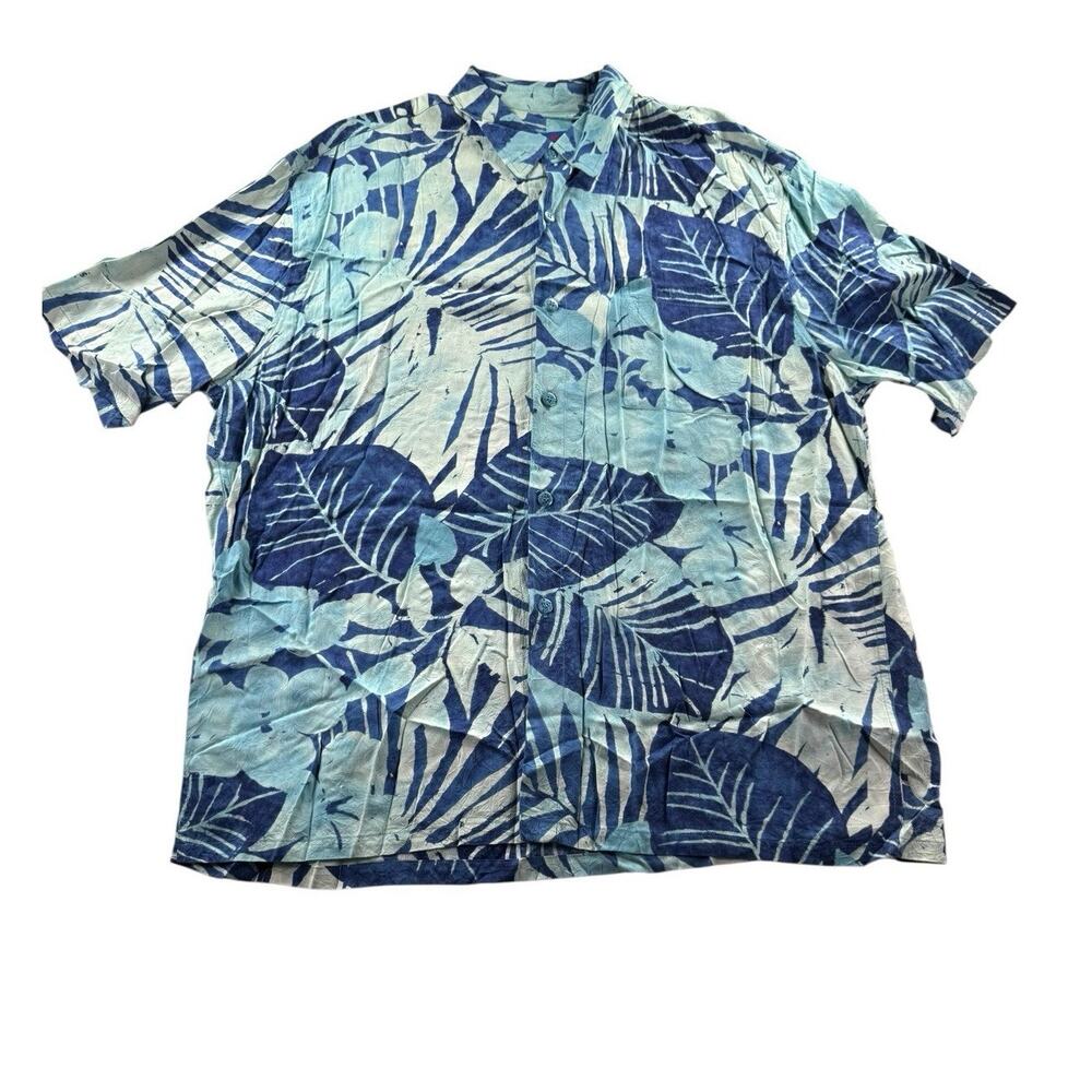 Vintage Jams World Hawaiian Aloha Shirt Mens XL Blue Rayon Tropical Made in USA